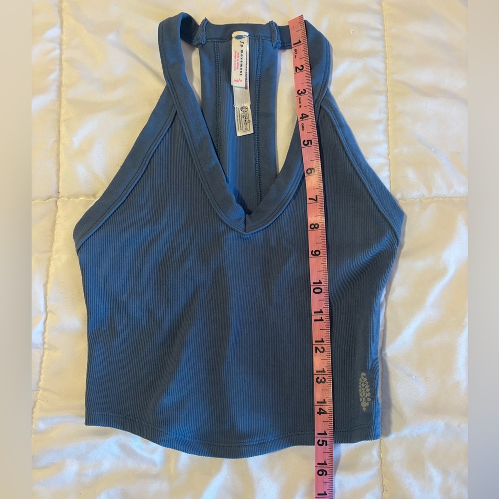 FP Movement Blue Ribbed Racerback Crop Top XS/S - Picture 5 of 5